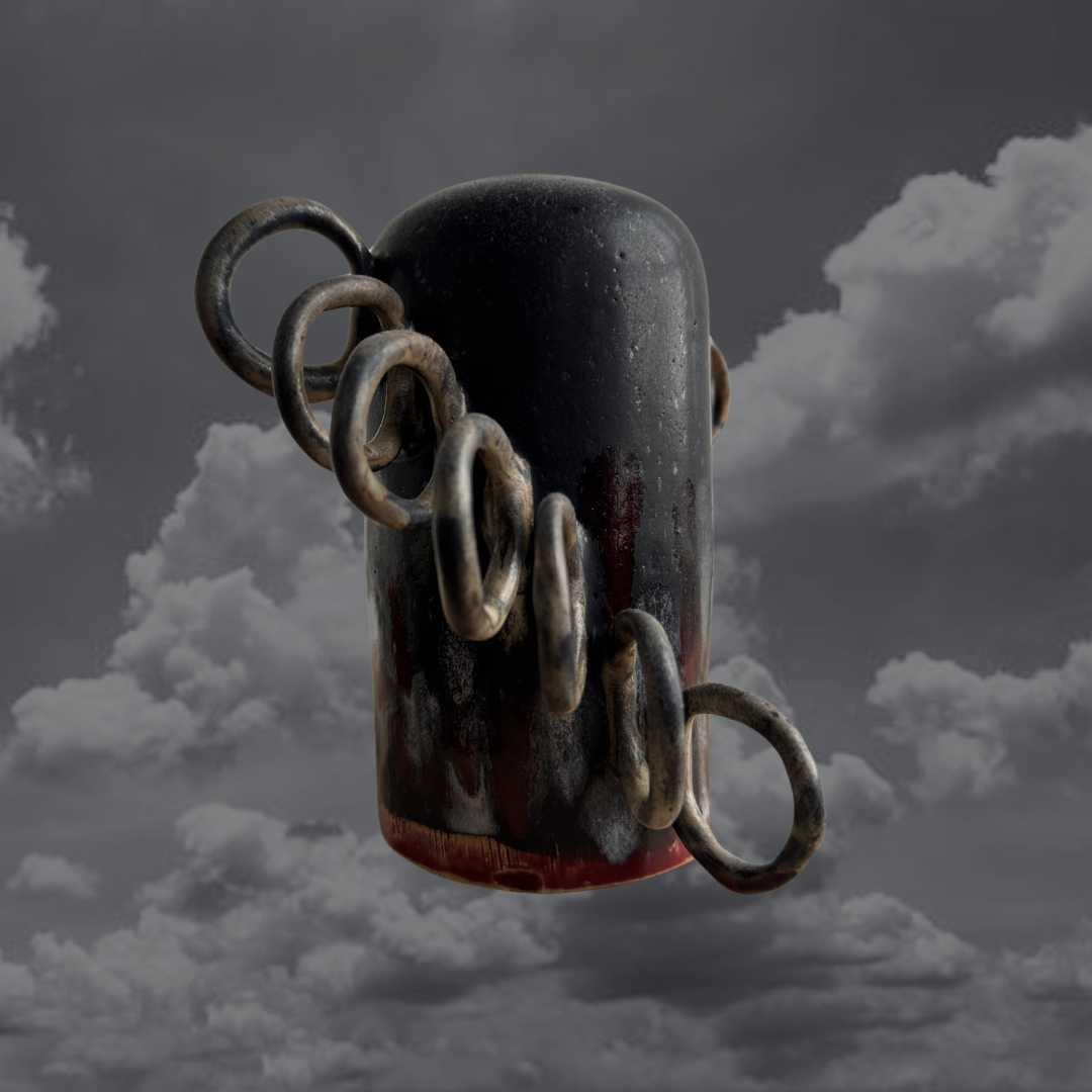 vase with cascading medium loops