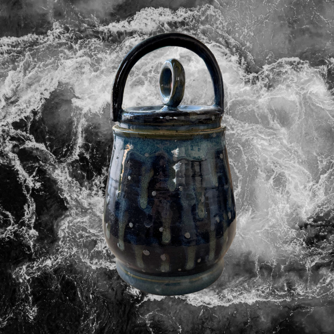 Jar with tiny loop and handle