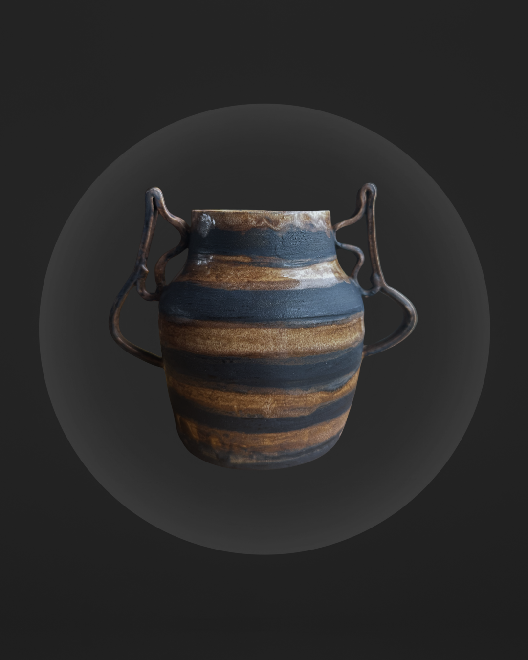 Stripe Vase with Orante Handles