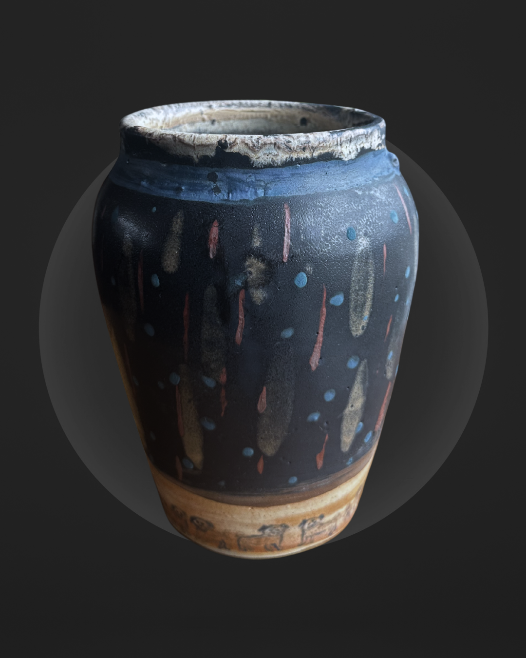 Vase with Primitive Delft Pugs